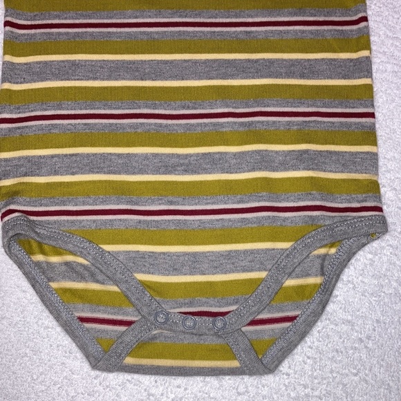 Vintage Gymboree grey green maroon striped short sleeve onesie bodysuit - Picture 2 of 5